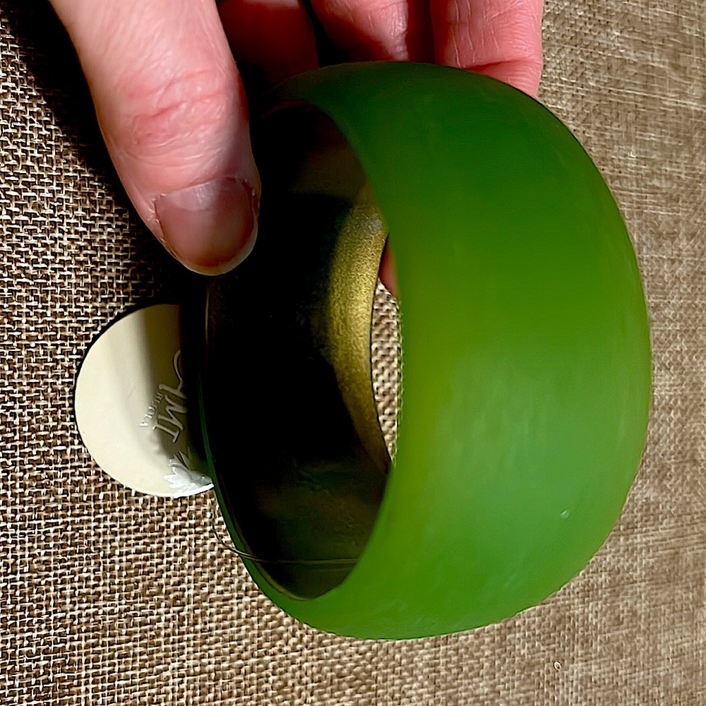 Green Textured Extra Wide Bangle Lucite Vintage New Old Stock